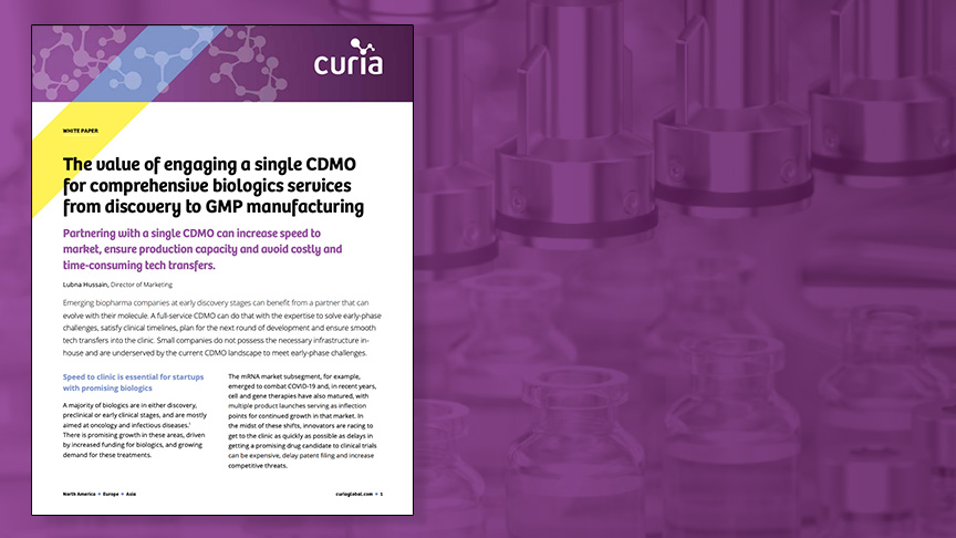 The value of engaging a single CDMO for comprehensive biologics services from discovery to GMP manufacturing