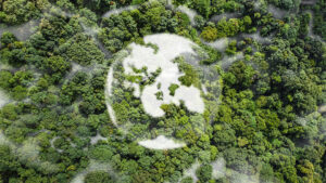 Picture of the world's continents in the clouds