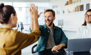 high five in the office